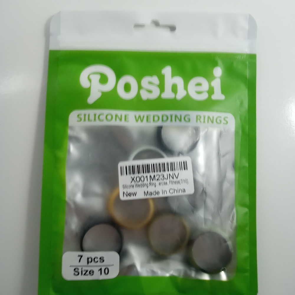 Posher Silicone Wedding Rings 7Pcs Size 10